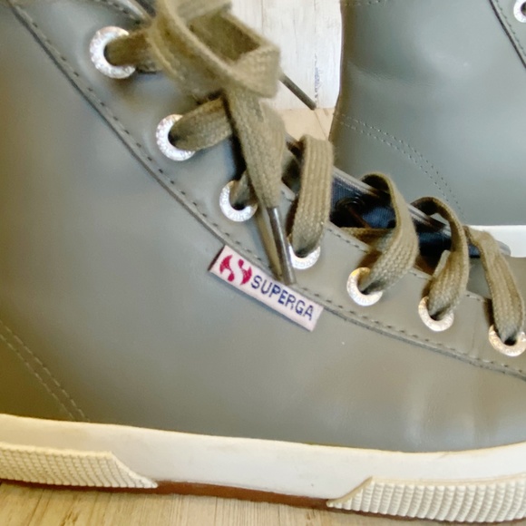 Superga | Womens Gray Leather Lace Up High Top | Size: 7 - Picture 8 of 10